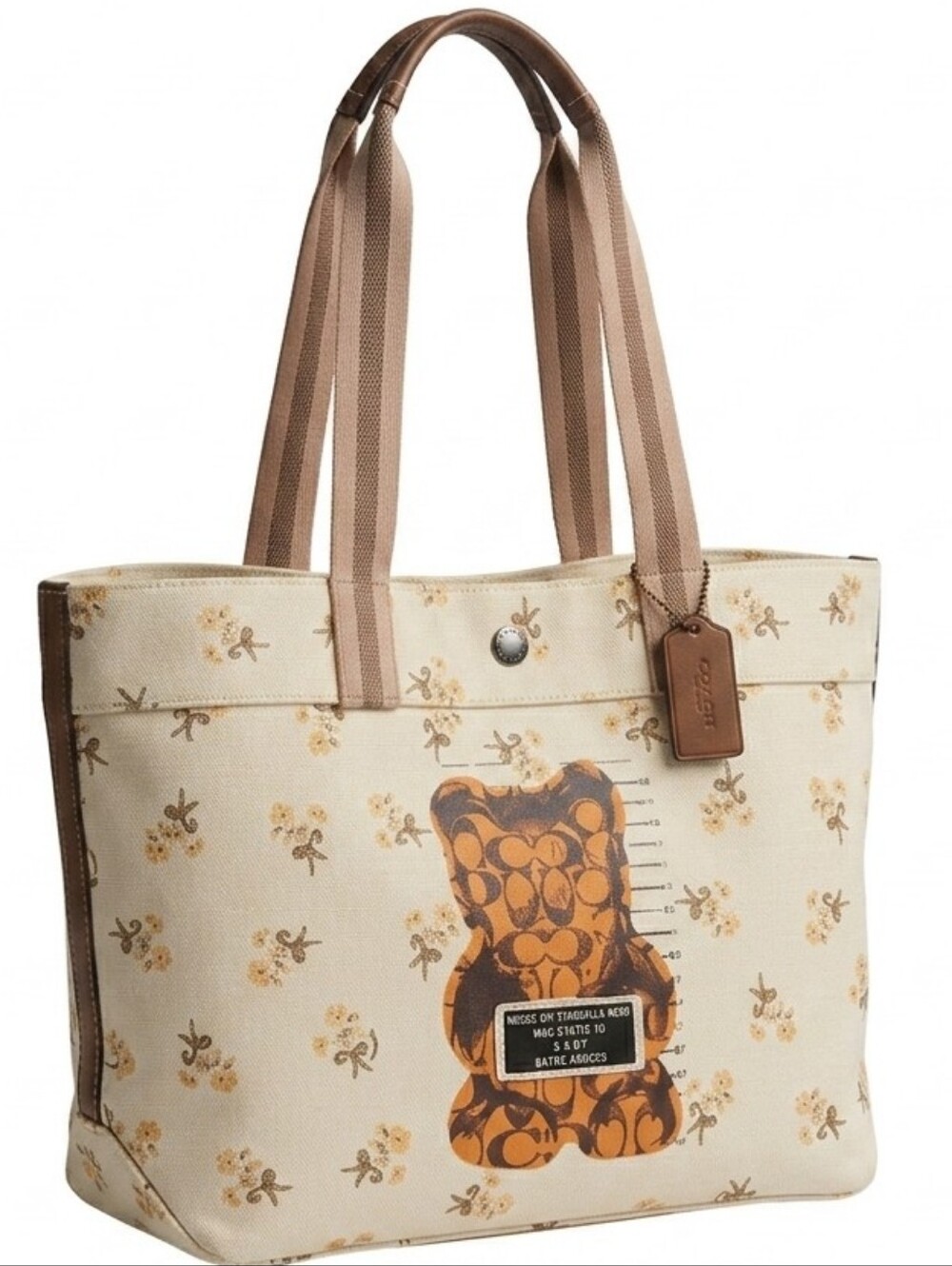 Coach VANDAL GUMMY BEAR Floral Canvas Tote EUC
